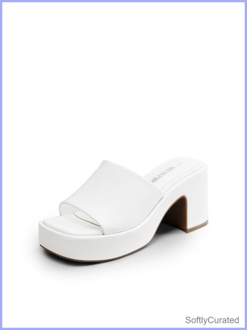 Faux Leather Chunky Mule Heel Sandals Slip On Platform